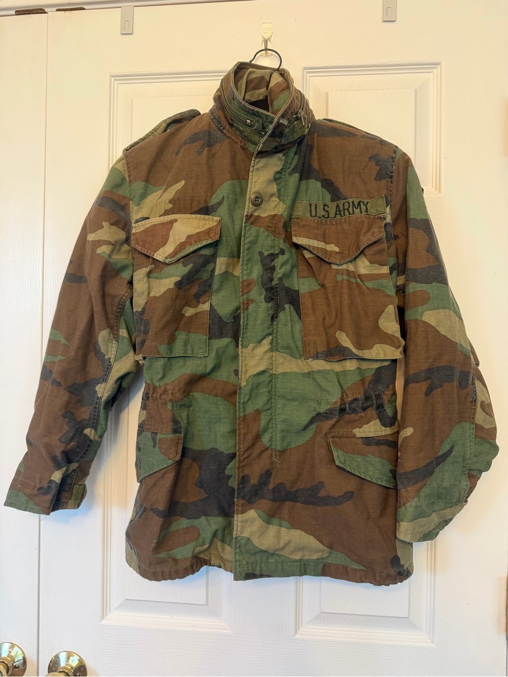 Vintage U.S. Army Brown and Green Woodland Camouflage Field Jacket. XS Short